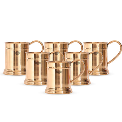 Pure Copper Handmade Mirror Line Design Moscow Mule Beer Mug with Copper Handle, Drinkware, Barware, 600ml