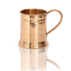 Handcrafted Pure Copper Plain Design Big Mug Cup 600 ML with Coaster
