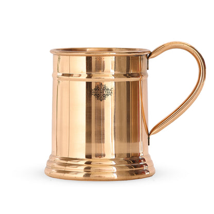 Pure Copper Handmade Mirror Line Design Moscow Mule Beer Mug with Copper Handle, Drinkware, Barware, 600ml