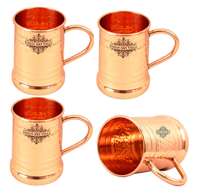 Pure Copper Tankard Shaped Ringed Design Moscow Mule Beer Mug Cup, Volume-600ML