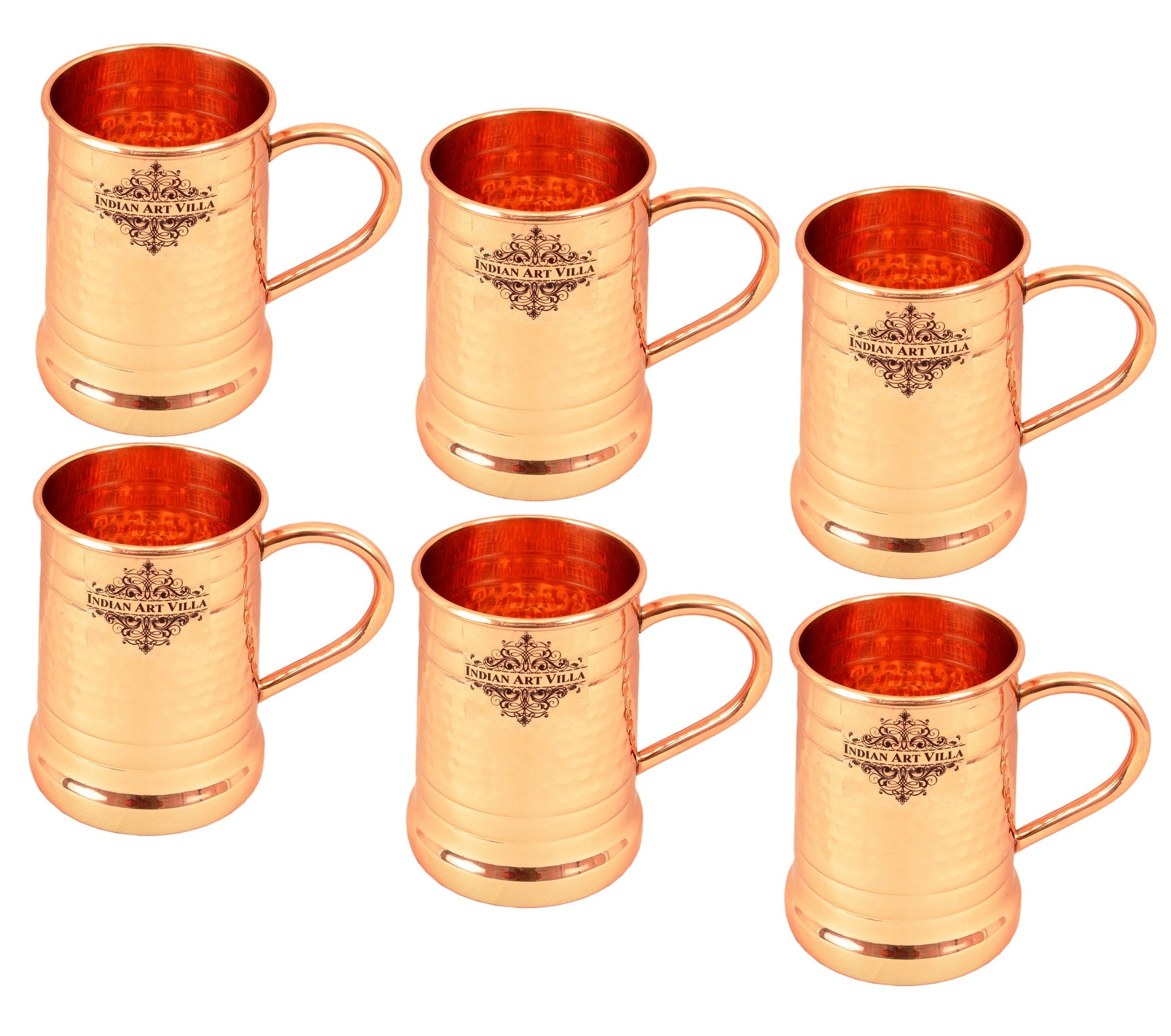 Pure Copper Tankard Shaped Ringed Design Moscow Mule Beer Mug Cup, Volume-600ML