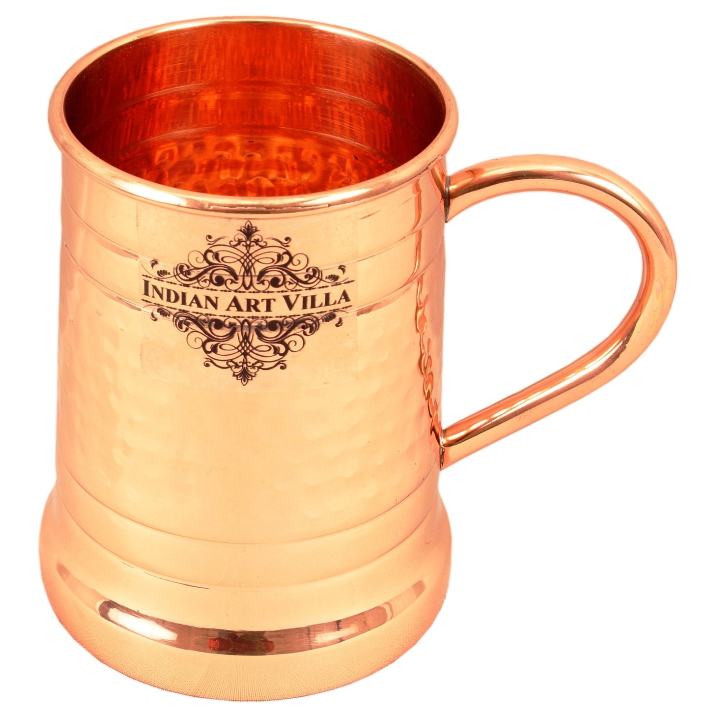 Pure Copper Tankard Shaped Ringed Design Moscow Mule Beer Mug Cup, Volume-600ML