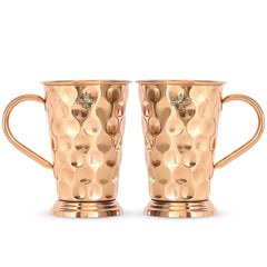 Handcrafted Pure Copper Long Bucket Shaped Hammered Design Moscow Mule Beer Mug Cup, Volume-450ml