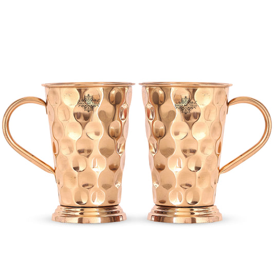 Handcrafted Pure Copper Long Bucket Shaped Hammered Design Moscow Mule Beer Mug Cup, Volume-450ml