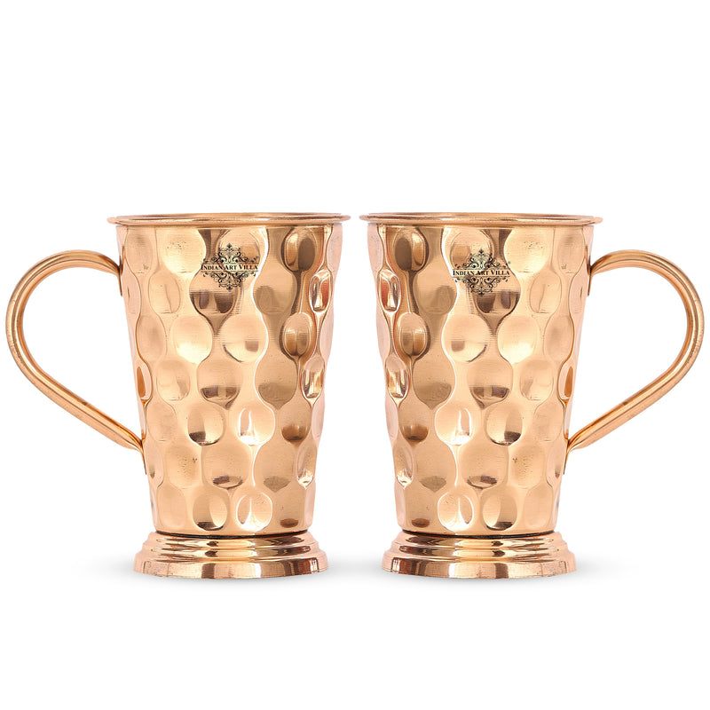 Handcrafted Pure Copper Long Bucket Shaped Hammered Design Moscow Mule Beer Mug Cup, Volume-450ml