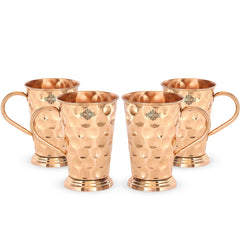 Handcrafted Pure Copper Long Bucket Shaped Hammered Design Moscow Mule Beer Mug Cup, Volume-450ml