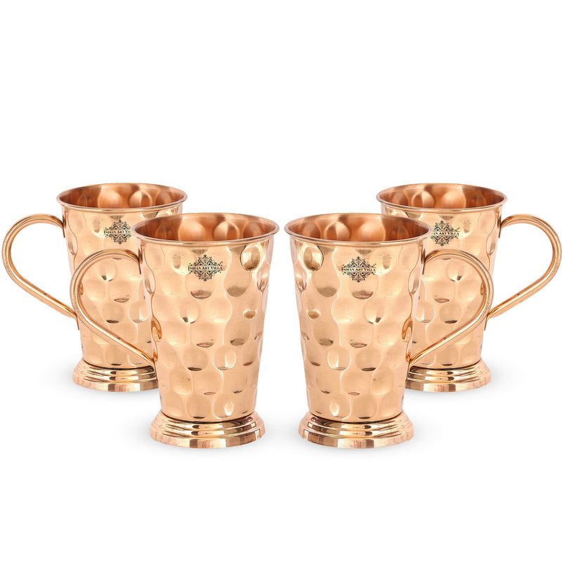 Handcrafted Pure Copper Long Bucket Shaped Hammered Design Moscow Mule Beer Mug Cup, Volume-450ml