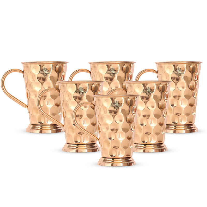 Handcrafted Pure Copper Long Bucket Shaped Hammered Design Moscow Mule Beer Mug Cup, Volume-450ml