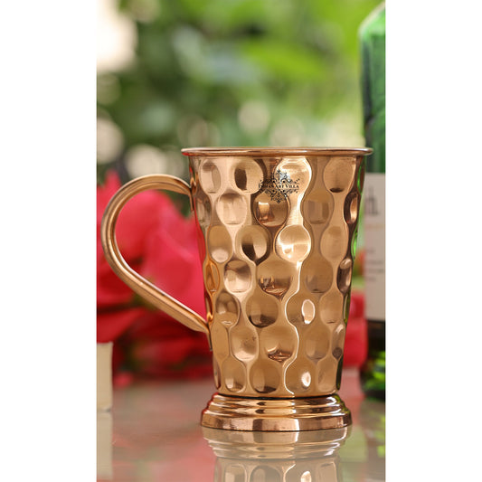 Handcrafted Pure Copper Long Bucket Shaped Hammered Design Moscow Mule Beer Mug Cup, Volume-450ml