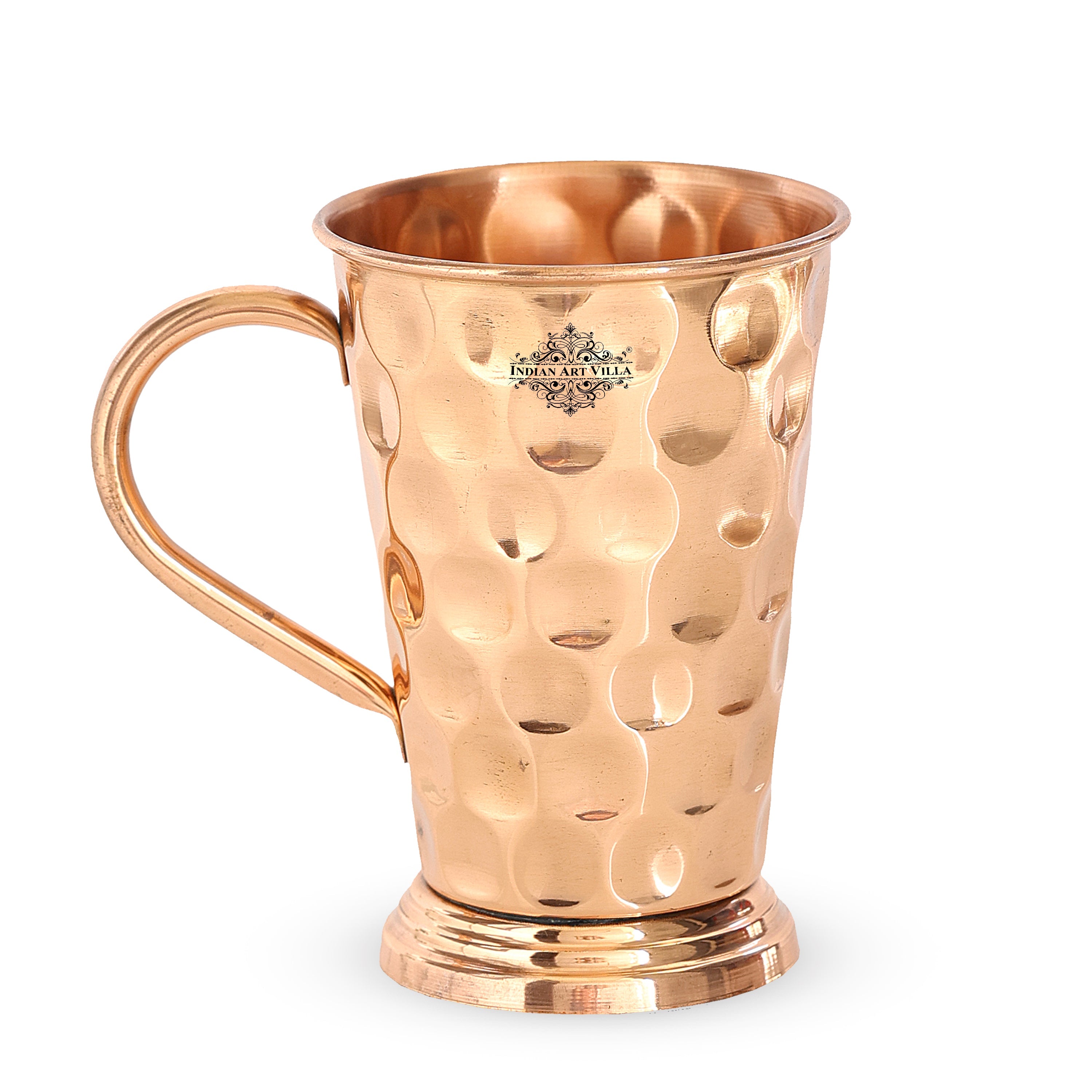 Handcrafted Pure Copper Long Bucket Shaped Hammered Design Moscow Mule Beer Mug Cup, Volume-450ml