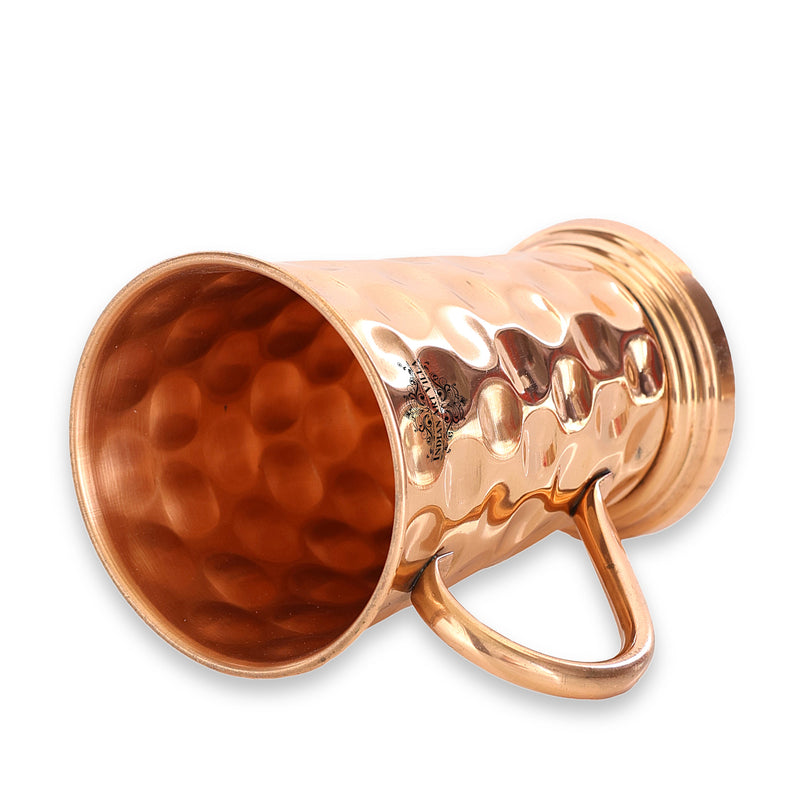 Handcrafted Pure Copper Long Bucket Shaped Hammered Design Moscow Mule Beer Mug Cup, Volume-450ml
