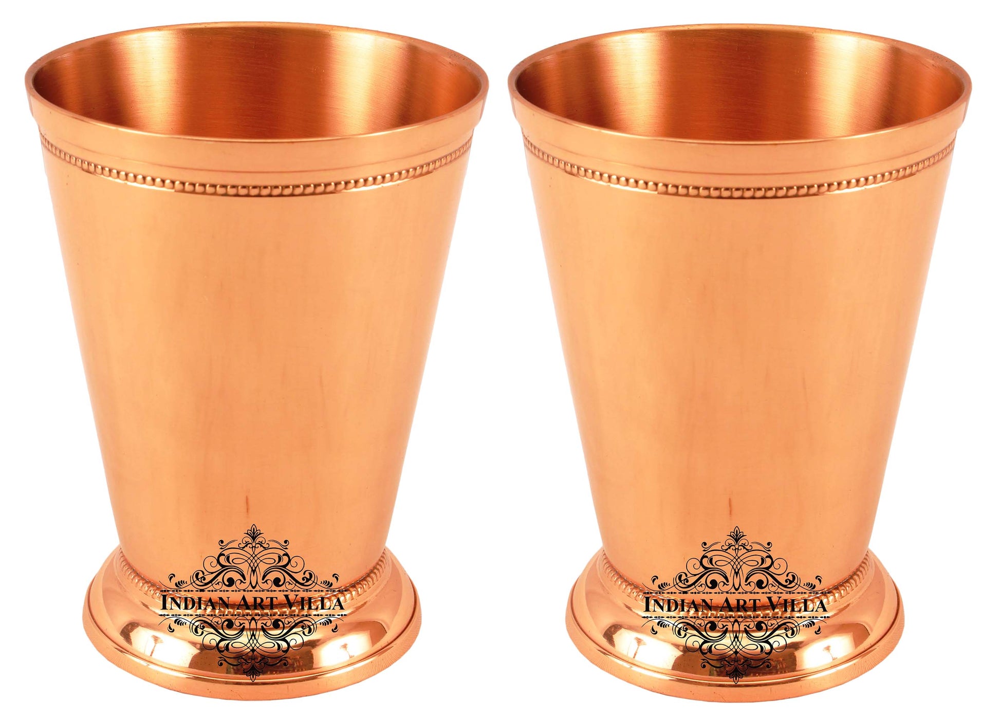 Pure Copper Big Top Glass with 2 Designer Rings  300ML
