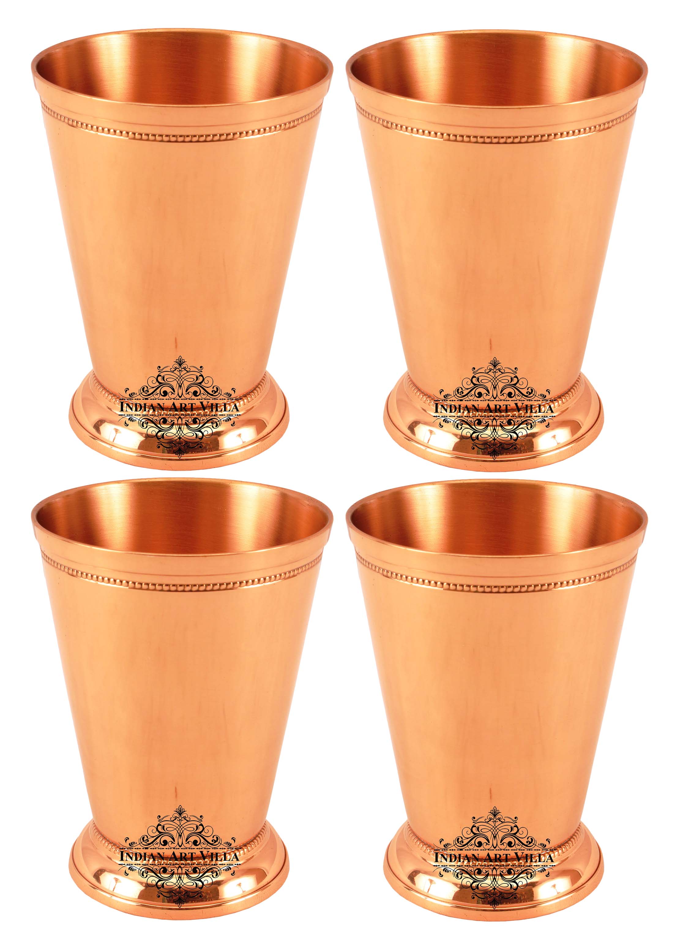 Pure Copper Big Top Glass with 2 Designer Rings  300ML