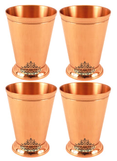 Pure Copper Big Top Glass with 2 Designer Rings  300ML