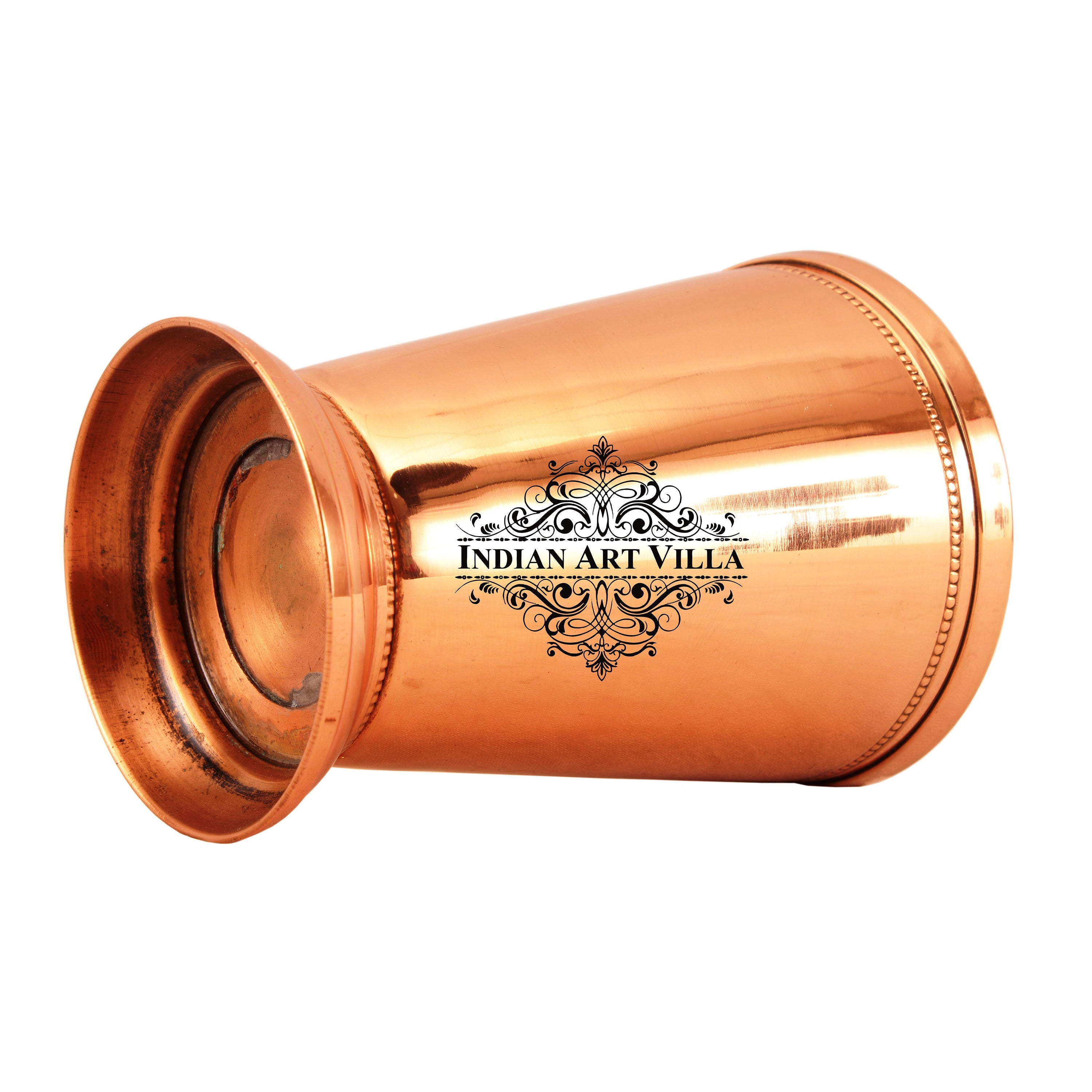 Pure Copper Big Top Glass with 2 Designer Rings  300ML