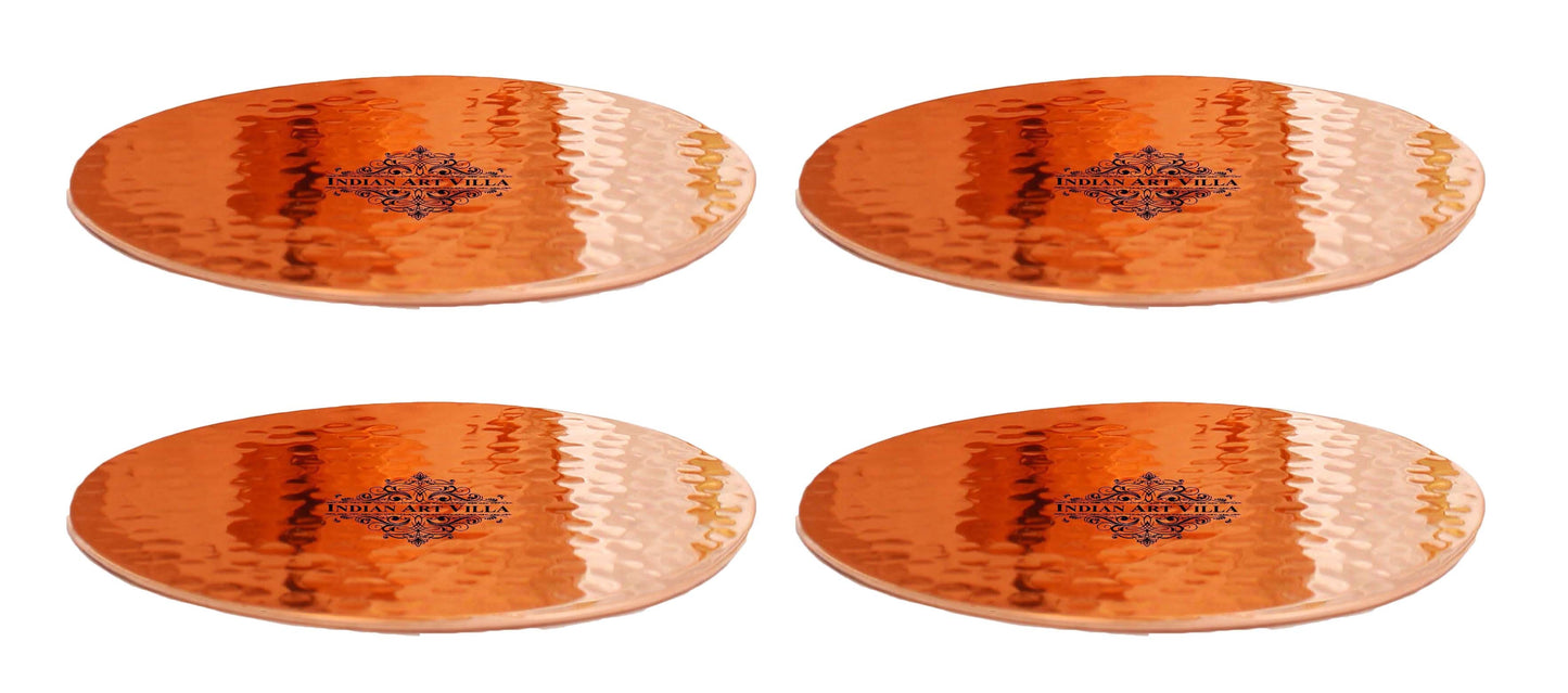 Pure Hammered Design Copper Coaster For Copper Mugs 8.89 cm Brown