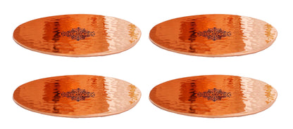 Pure Hammered Design Copper Coaster For Copper Mugs 8.89 cm Brown