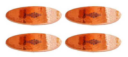 Pure Hammered Design Copper Coaster For Copper Mugs 8.89 cm Brown