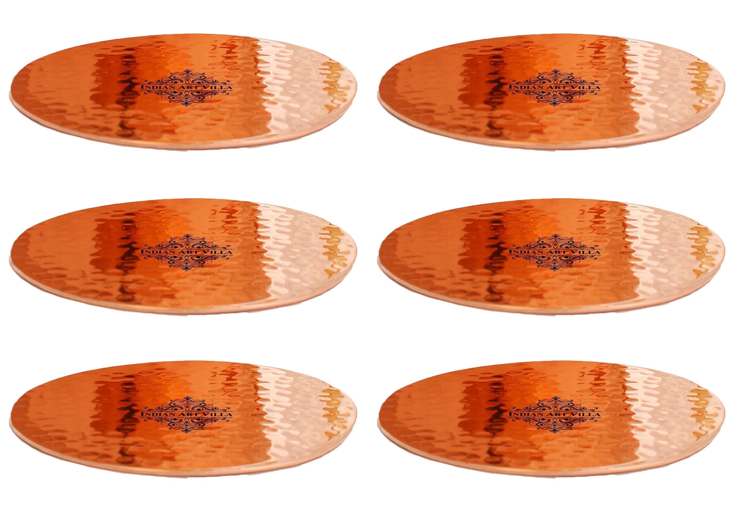 Pure Hammered Design Copper Coaster For Copper Mugs 8.89 cm Brown