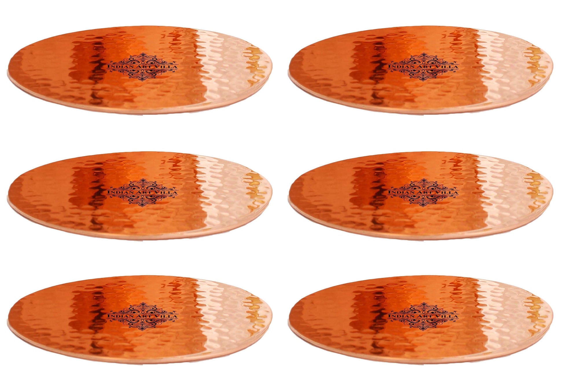 Pure Hammered Design Copper Coaster For Copper Mugs 8.89 cm Brown