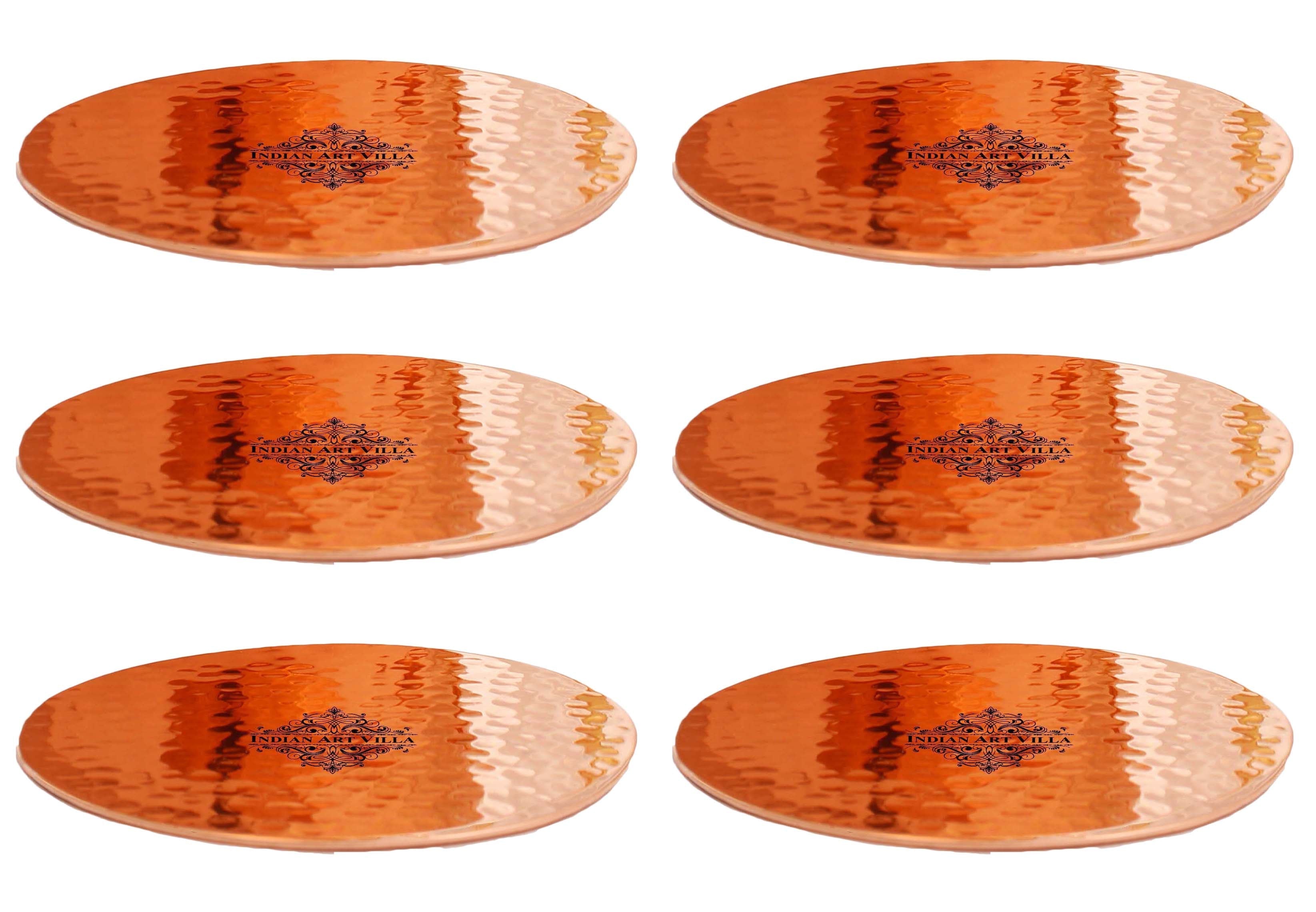 Pure Hammered Design Copper Coaster For Copper Mugs 8.89 cm Brown