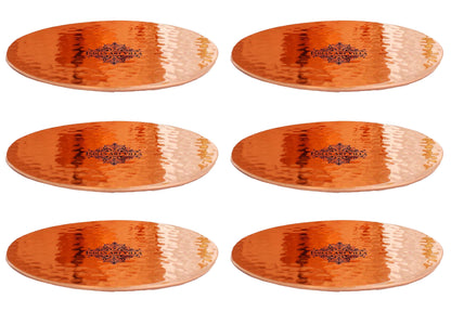 Pure Hammered Design Copper Coaster For Copper Mugs 8.89 cm Brown