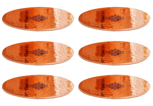 Pure Hammered Design Copper Coaster For Copper Mugs 8.89 cm Brown