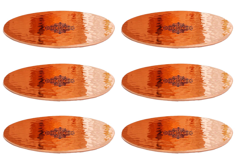 Pure Hammered Design Copper Coaster For Copper Mugs 8.89 cm Brown