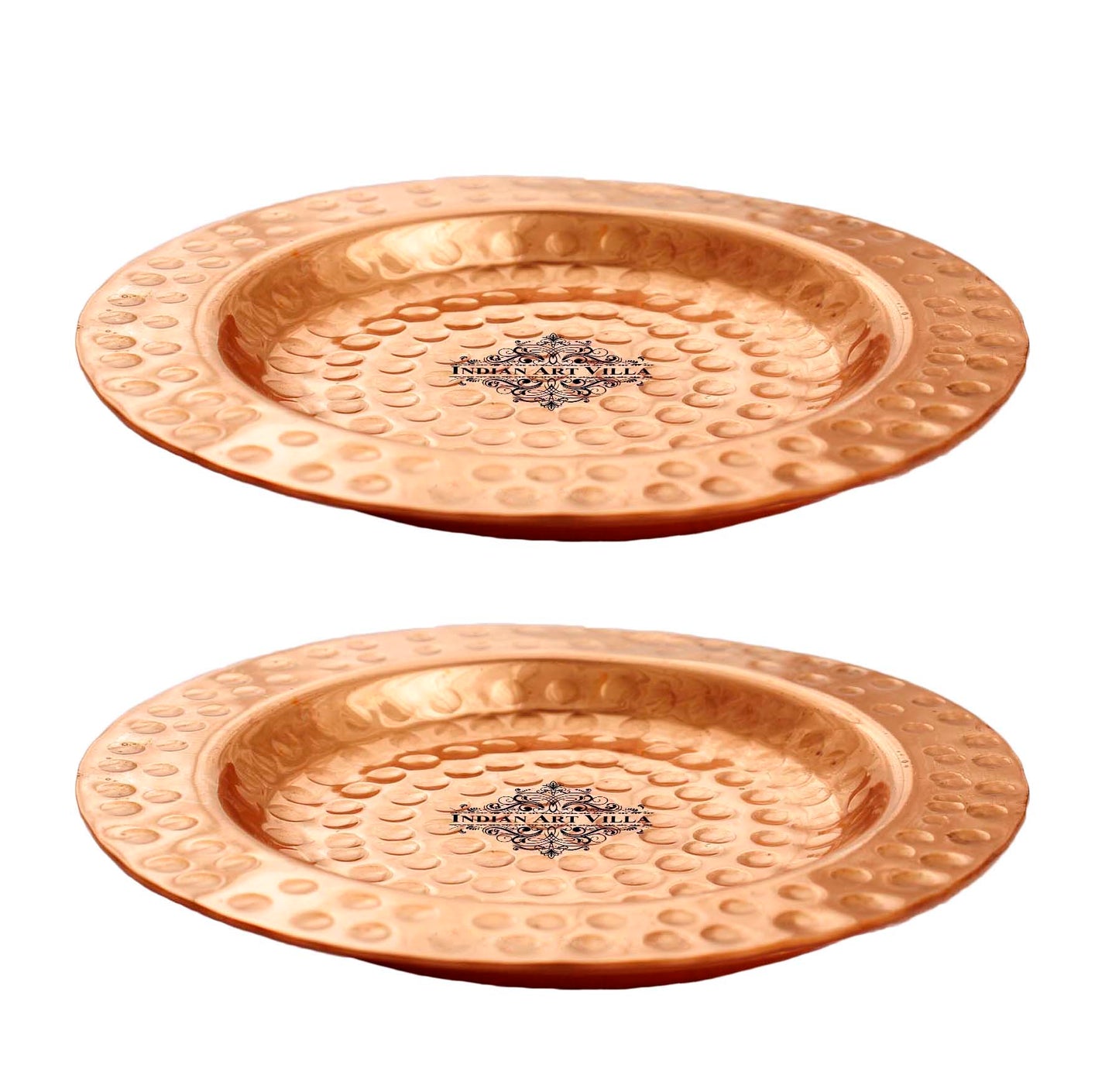 Pure Hammered Design Copper Coaster For Copper Mugs 11.68 cm Brown