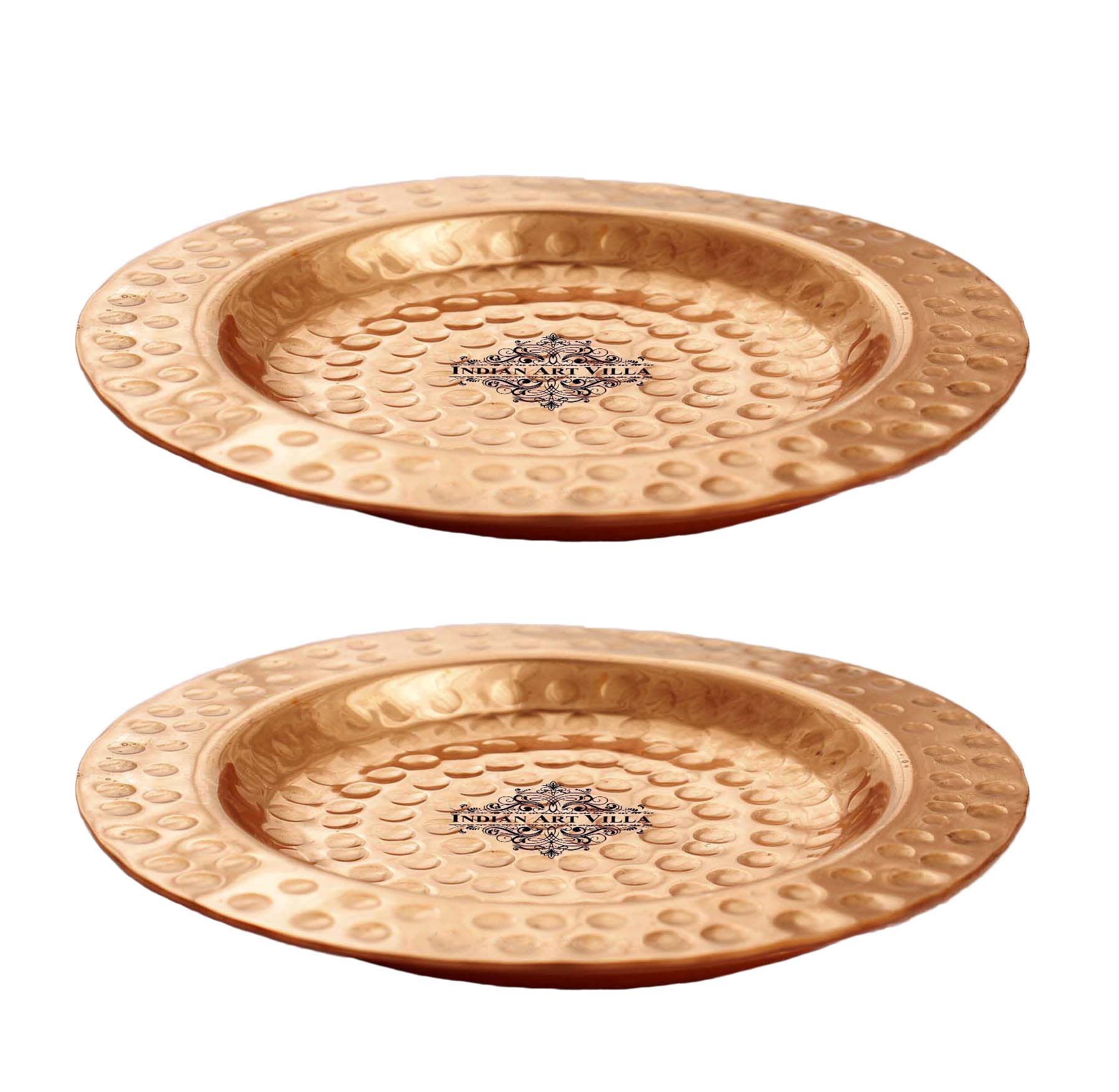 Pure Hammered Design Copper Coaster For Copper Mugs 11.68 cm Brown