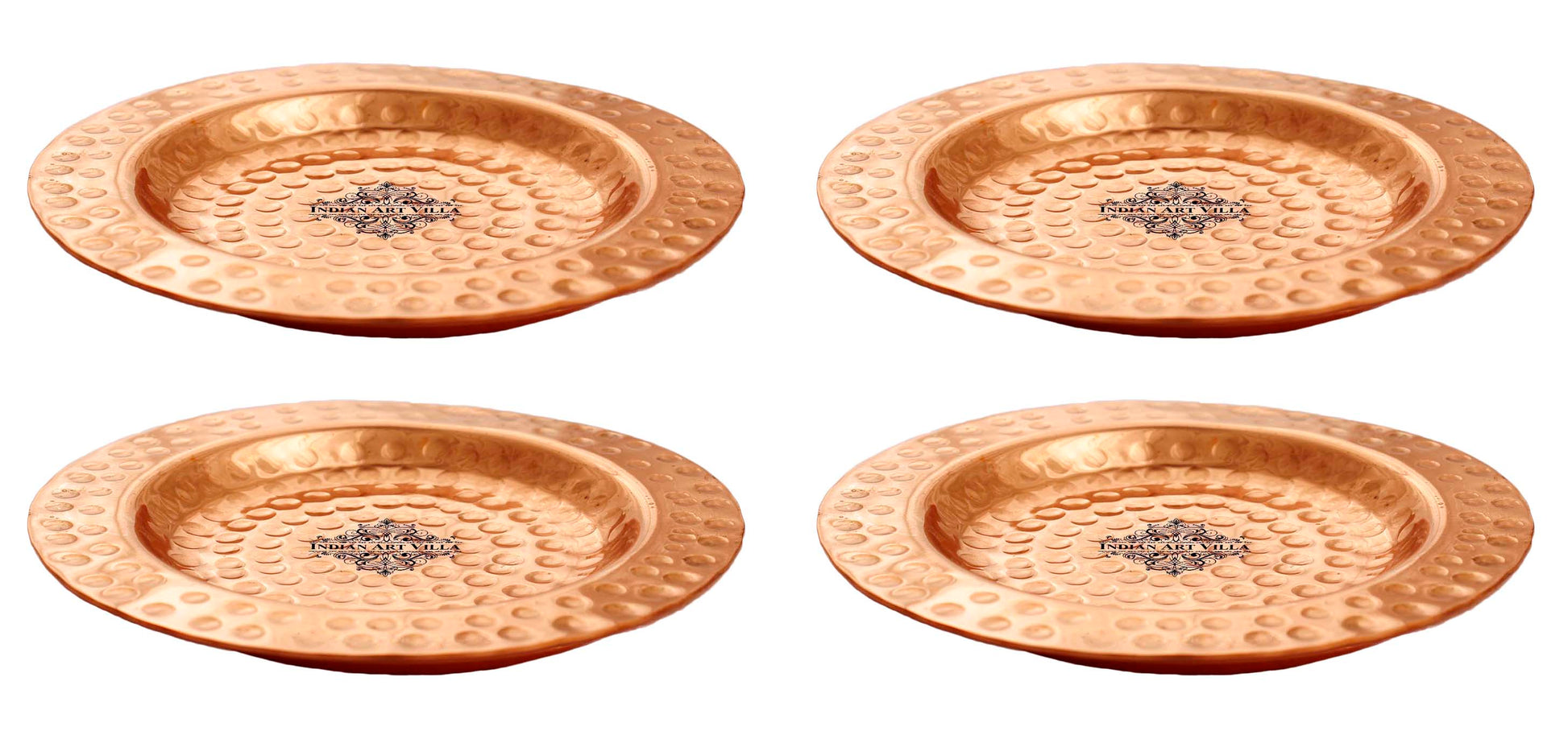 Pure Hammered Design Copper Coaster For Copper Mugs 11.68 cm Brown