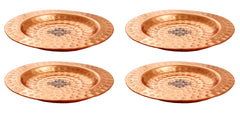 Pure Hammered Design Copper Coaster For Copper Mugs 11.68 cm Brown