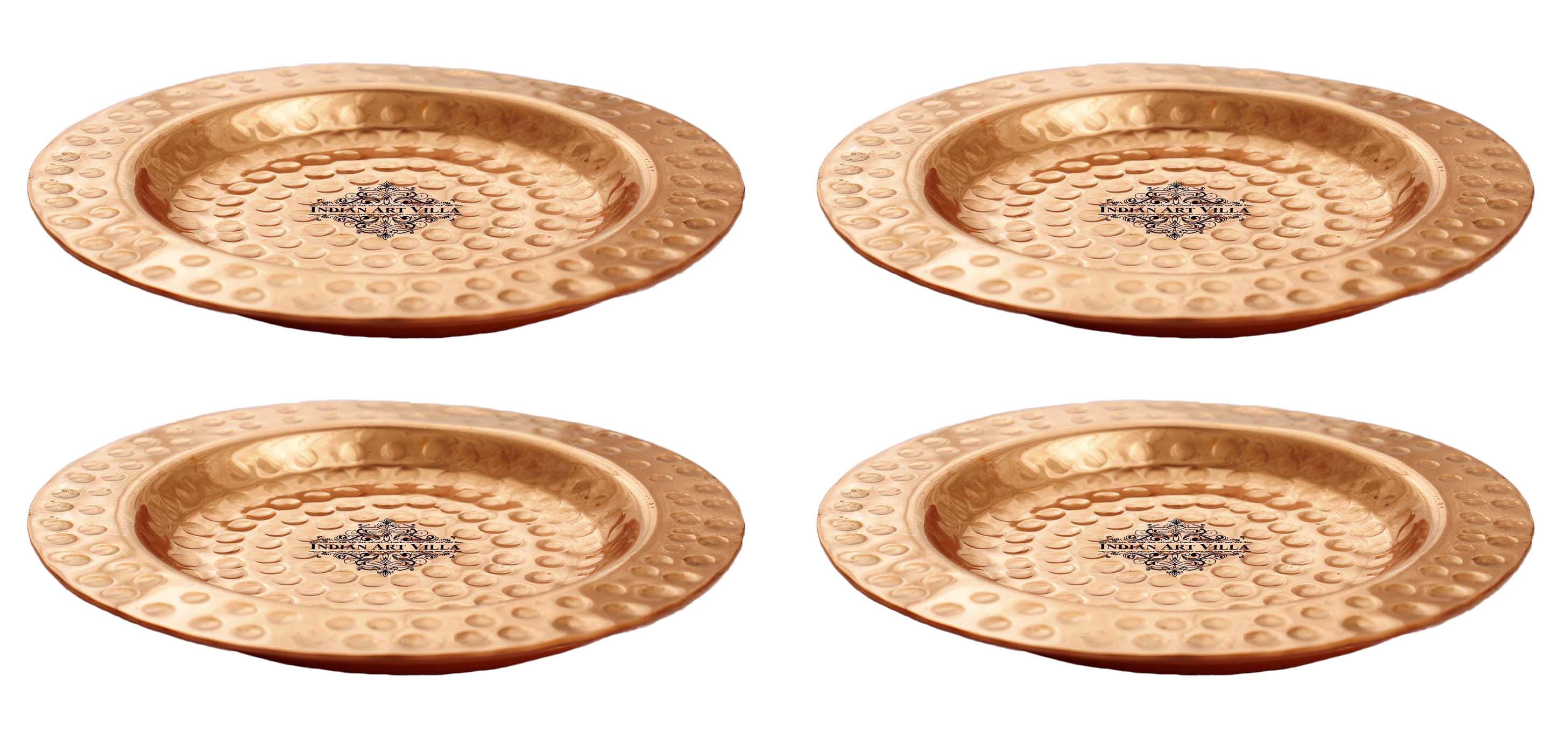 Pure Hammered Design Copper Coaster For Copper Mugs 11.68 cm Brown