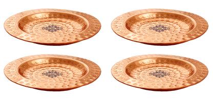 Pure Hammered Design Copper Coaster For Copper Mugs 11.68 cm Brown