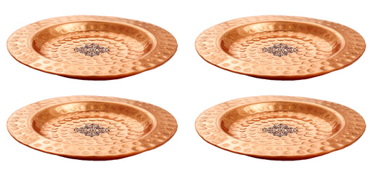 Pure Hammered Design Copper Coaster For Copper Mugs 11.68 cm Brown