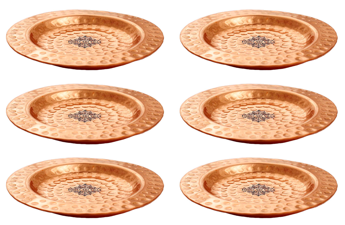 Pure Hammered Design Copper Coaster For Copper Mugs 11.68 cm Brown
