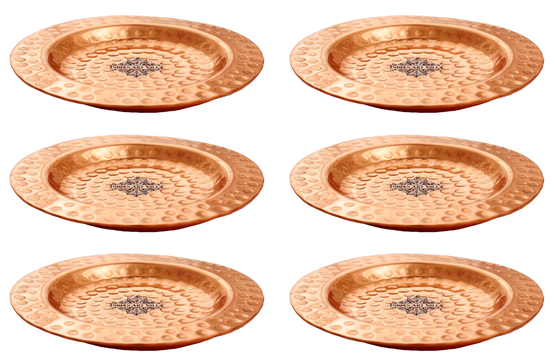 Pure Hammered Design Copper Coaster For Copper Mugs 11.68 cm Brown