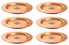 Pure Hammered Design Copper Coaster For Copper Mugs 11.68 cm Brown