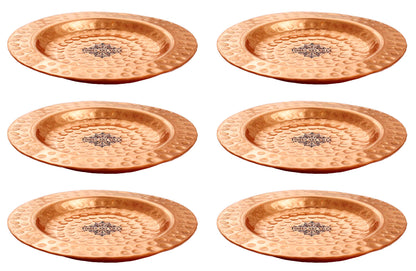 Pure Hammered Design Copper Coaster For Copper Mugs 11.68 cm Brown