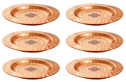 Pure Hammered Design Copper Coaster For Copper Mugs 11.68 cm Brown