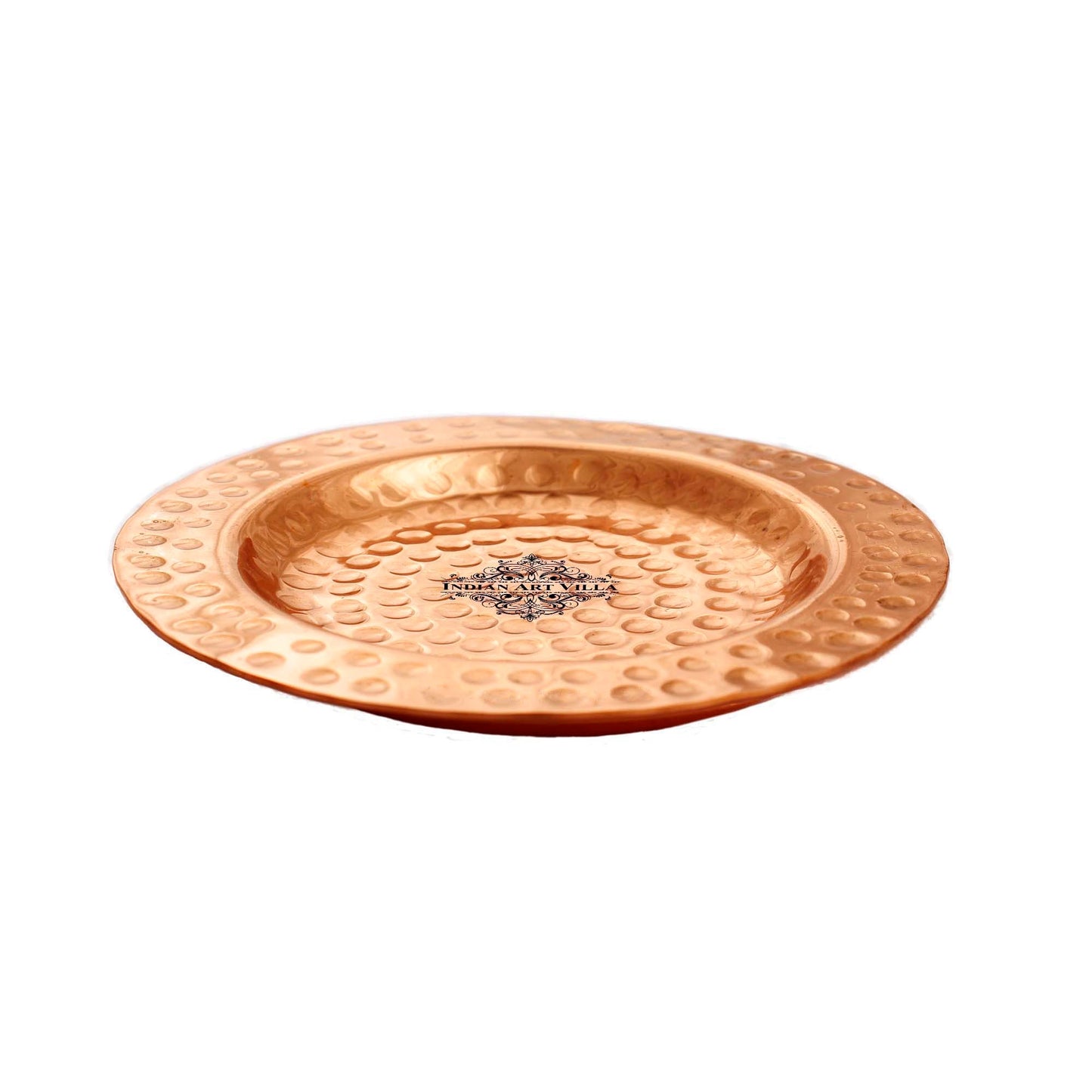 Pure Hammered Design Copper Coaster For Copper Mugs 11.68 cm Brown