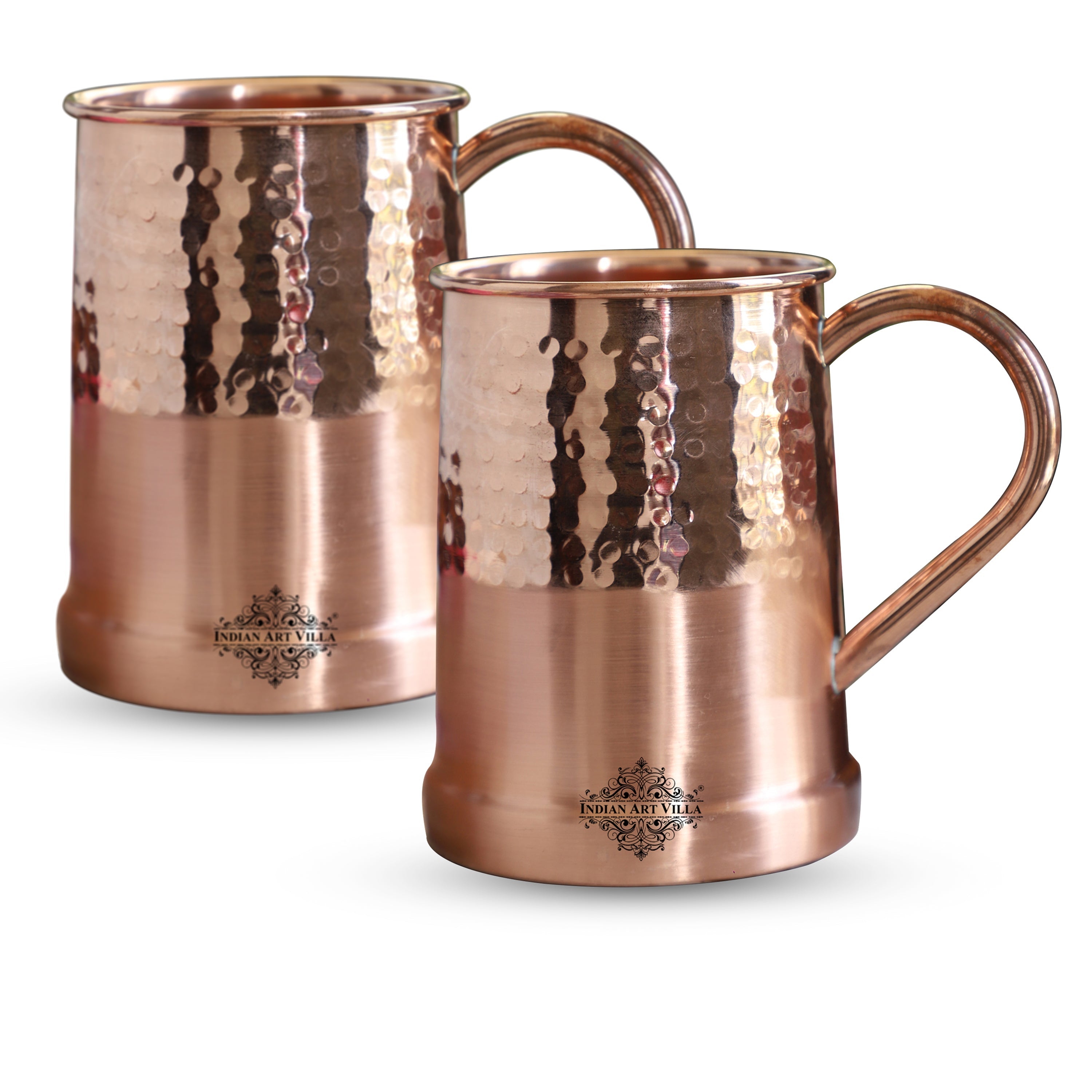 Pure Copper Moscow Mule Beer Mug With Half Lecquer & Hammer Mug Design , Best for Beer Cocktail Parties, Barware, Volume-600ML