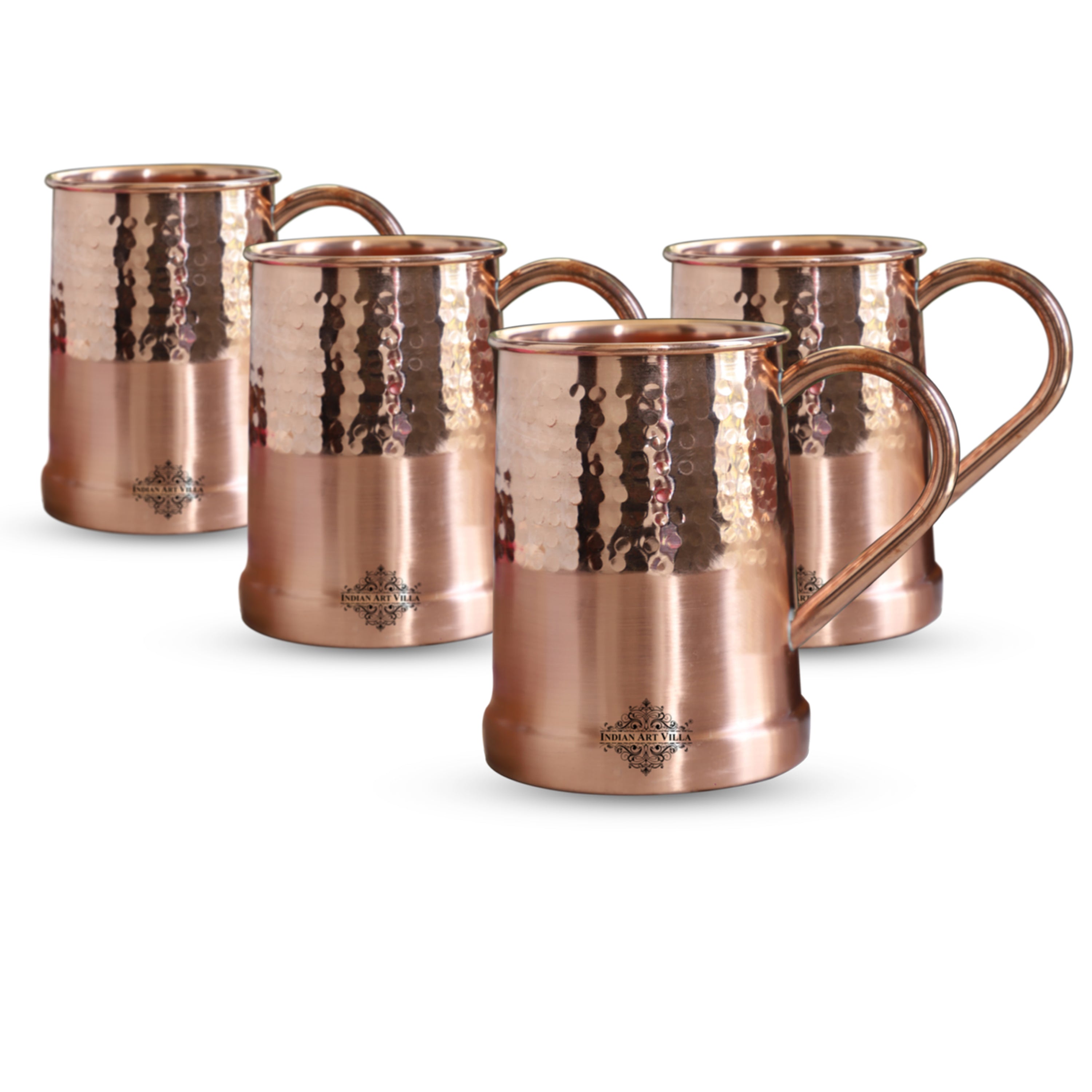 Pure Copper Moscow Mule Beer Mug With Half Lecquer & Hammer Mug Design , Best for Beer Cocktail Parties, Barware, Volume-600ML