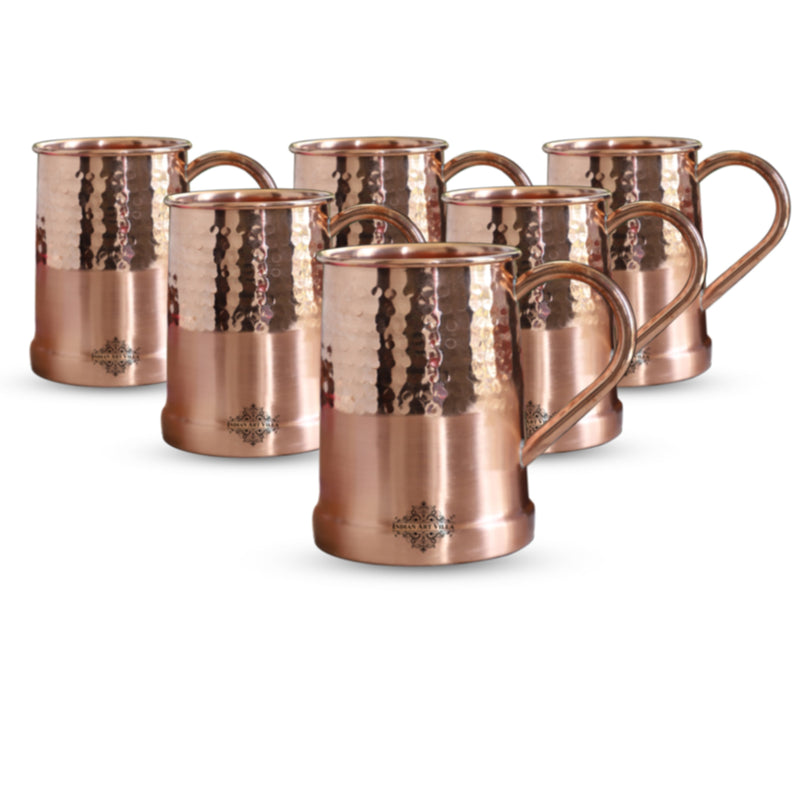 Pure Copper Moscow Mule Beer Mug With Half Lecquer & Hammer Mug Design , Best for Beer Cocktail Parties, Barware, Volume-600ML