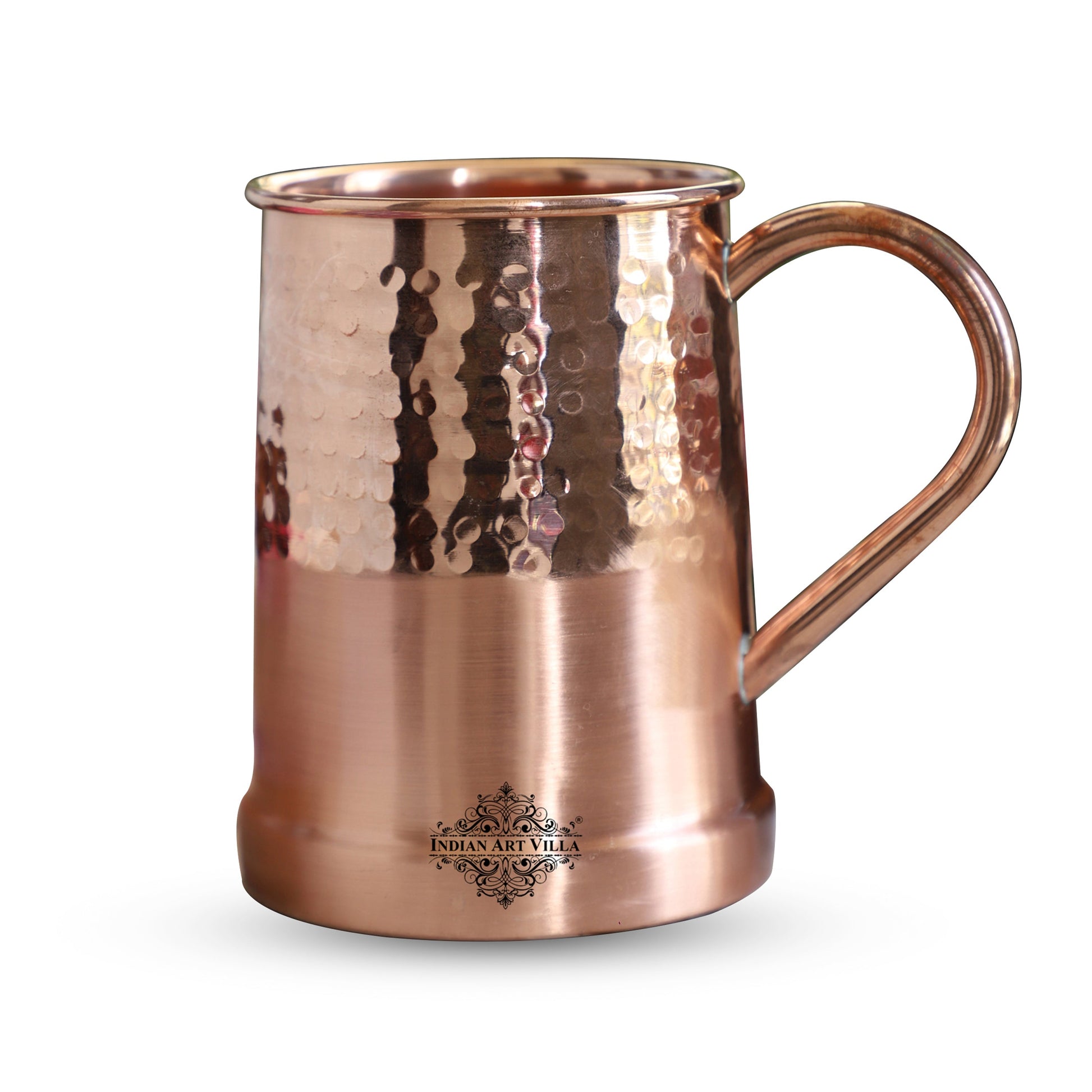 Pure Copper Moscow Mule Beer Mug With Half Lecquer & Hammer Mug Design , Best for Beer Cocktail Parties, Barware, Volume-600ML