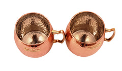 Set of 2 Copper Nickel Round Hammered Moscow Mule Beer Mug Cup 530 ML (18 Oz each) - Hotel Restaurant Barware
