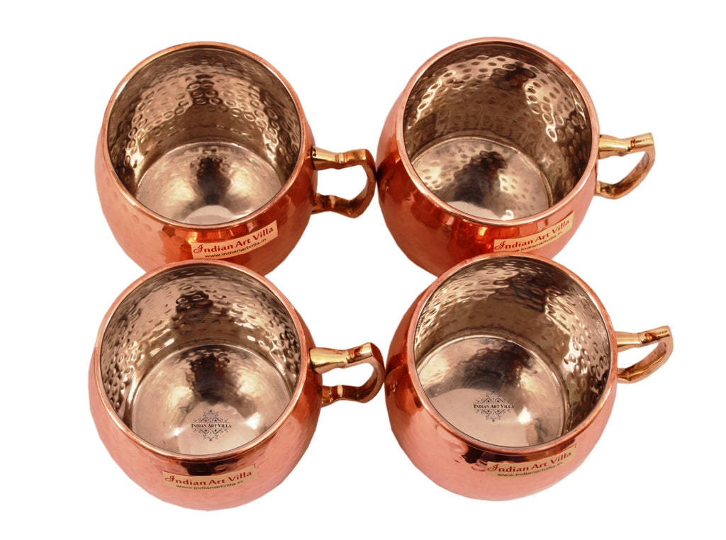 Set of 4 Copper Nickel Round Hammered Moscow Mule Mug Cup 18 Oz each - Hotel Restaurant Bar