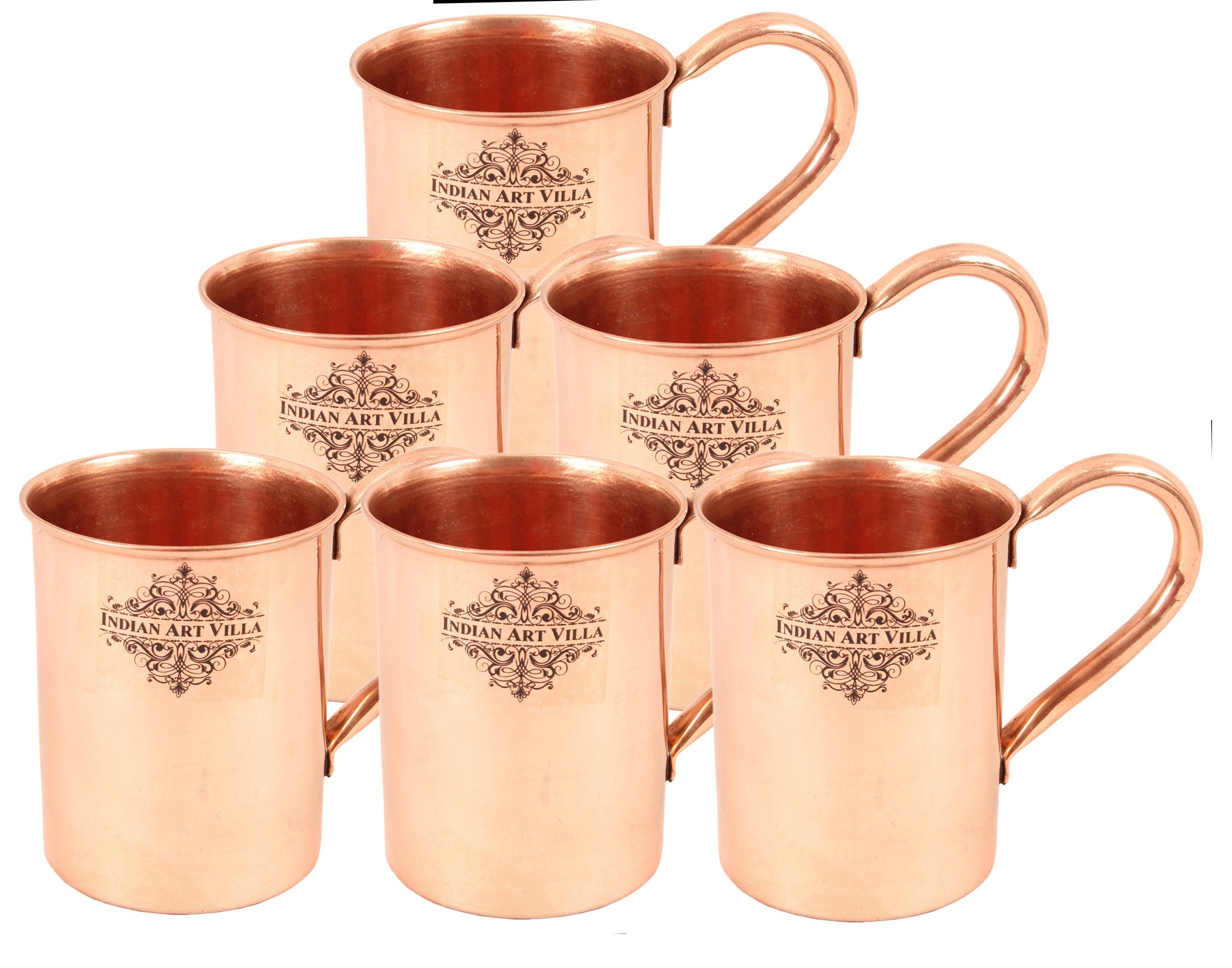 Set of 6 Pure Copper Hammered Moscow Mule Mug Cup 415 ML (14 Oz) each - Hotel, Restaurant, Bar