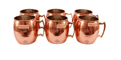 Set of 6 Copper Nickel Round Hammered Moscow Mule Mug Cup 530 ML (18 Oz) each - Hotel Restaurant Beer Bar