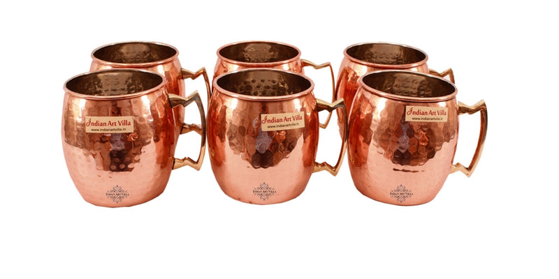 Set of 6 Copper Nickel Round Hammered Moscow Mule Mug Cup 530 ML (18 Oz) each - Hotel Restaurant Beer Bar